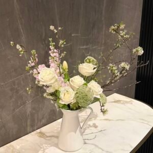 White Roses Vase